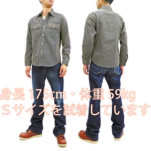 Sugar Cane Hickory Stripe Work Shirt Men's Casual Long Sleeve Button Up Shirt SC27853 Black