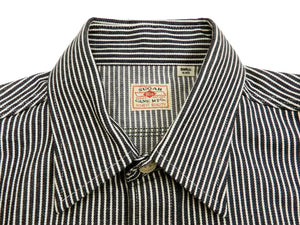 Sugar Cane Hickory Stripe Work Shirt Men's Casual Long Sleeve Button Up Shirt SC27853 Black
