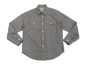 Sugar Cane Hickory Stripe Work Shirt Men's Casual Long Sleeve Button Up Shirt SC27853 Black