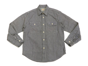 Sugar Cane Hickory Stripe Work Shirt Men's Casual Long Sleeve Button Up Shirt SC27853 Black