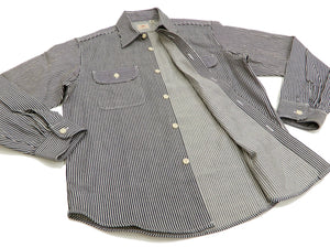 Sugar Cane Hickory Stripe Work Shirt Men's Casual Long Sleeve Button Up Shirt SC27853 Black