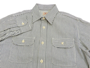 Sugar Cane Hickory Stripe Work Shirt Men's Casual Long Sleeve Button Up Shirt SC27853 Off-White