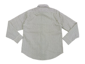 Sugar Cane Hickory Stripe Work Shirt Men's Casual Long Sleeve Button Up Shirt SC27853 Off-White