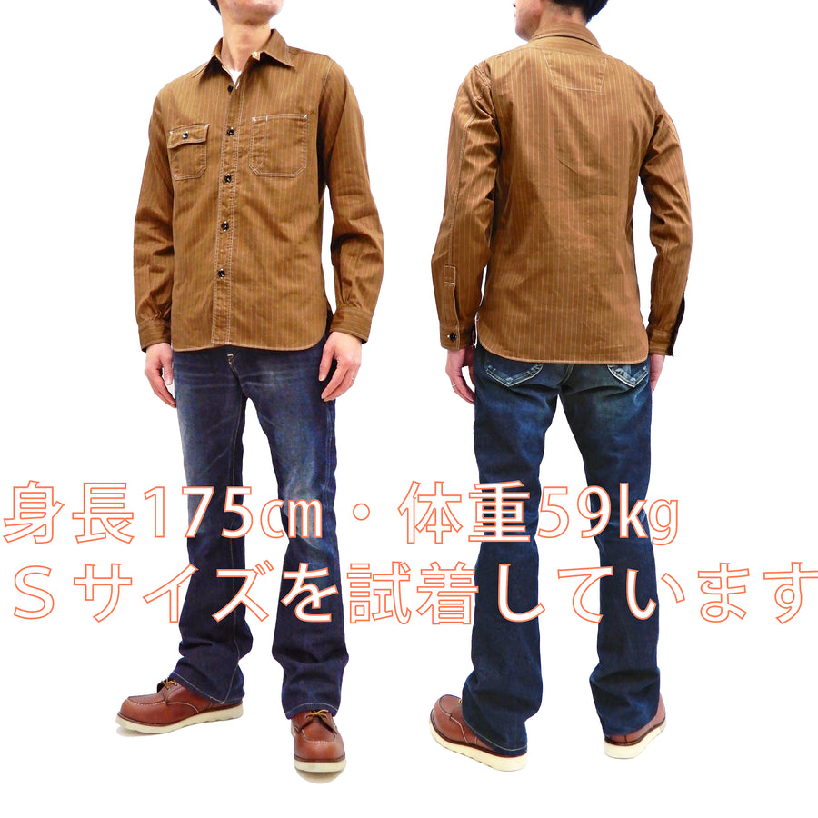 Sugar Cane Shirt Men's Brown Color Wabash Stripe Long Sleeve Work Shirt SC28516