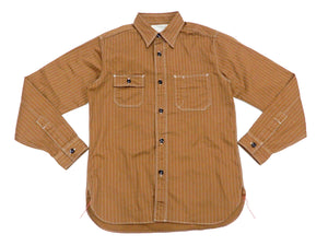 Sugar Cane Shirt Men's Brown Color Wabash Stripe Long Sleeve Work Shirt SC28516