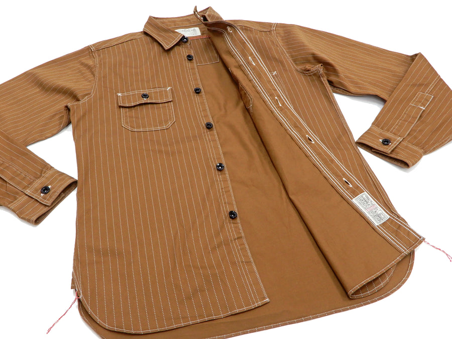 Sugar Cane Shirt Men's Brown Color Wabash Stripe Long Sleeve Work Shirt SC28516