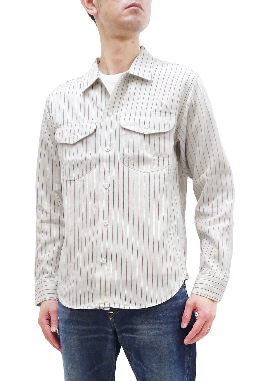 Sugar Cane Shirt Men's Vertical Striped Long Sleeve Button Up 