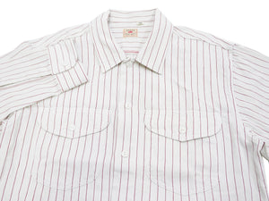 Sugar Cane Shirt Men's Vertical Striped Long Sleeve Button Up Shirt Coke Stripe Work Shirt SC28652 105 Off-White