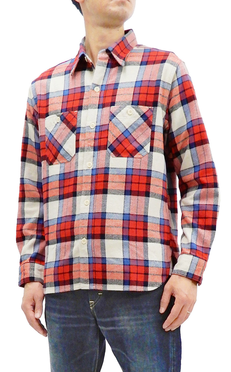 Sugar Cane Shirt Men's Long Sleeve Unbrushed Twill Plaid Checked