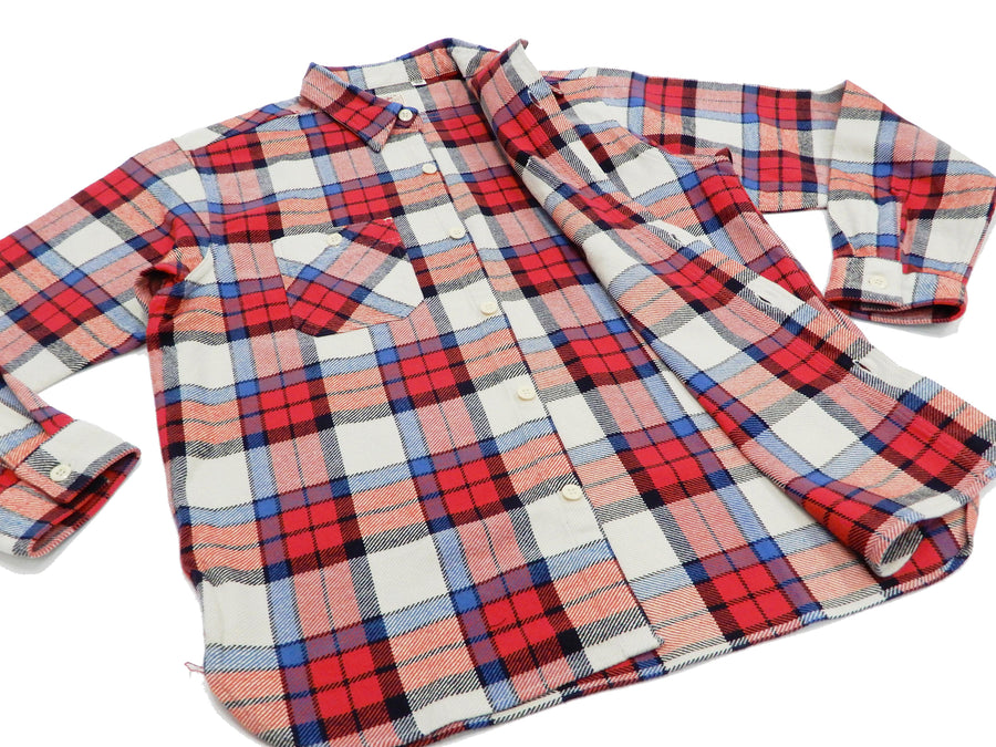Sugar Cane Shirt Men's Long Sleeve Unbrushed Twill Plaid Checked Work Shirt SC28742 105 Off/Red