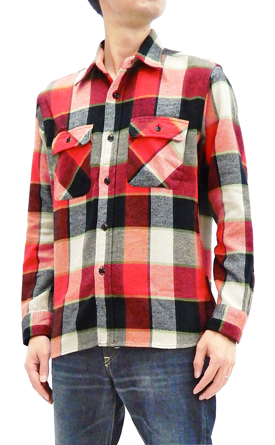 Sugar Cane Flannel Shirt Men's Plaid Long Sleeve Checked Work Shirt SC28752 165-RED