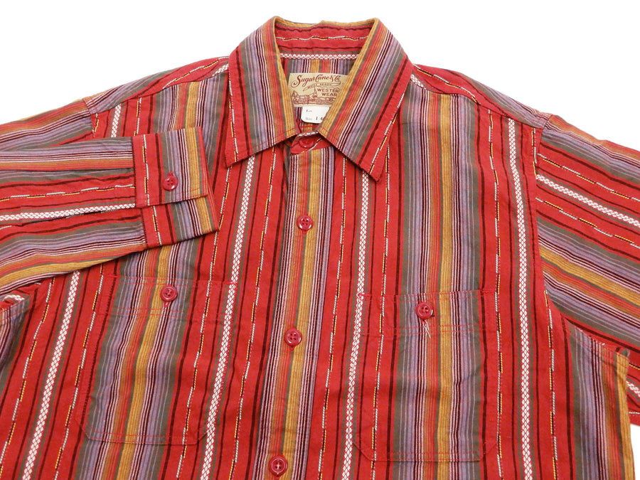 Sugar Cane Serape Shirt Men's Long Sleeve Vertical Multi Striped 