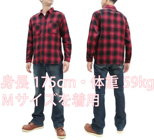 Sugar Cane Ombre Plaid Flannel Shirt Men's Long Sleeve Button Up Work Shirt SC28954 165 Red