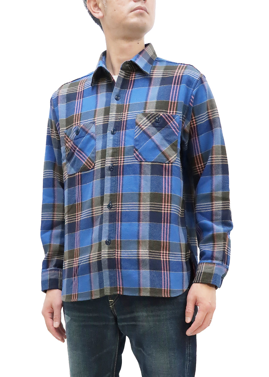 Sugar Cane Plaid Flannel Shirt Men's Long Sleeve Button Up Work