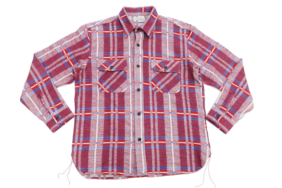 Sugar Cane Flannel Shirt Men's Plaid Long Sleeve Checked Work Shirt SC28964 #170 Wine-Red