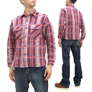 Sugar Cane Flannel Shirt Men's Plaid Long Sleeve Checked Work Shirt SC28964 #170 Wine-Red