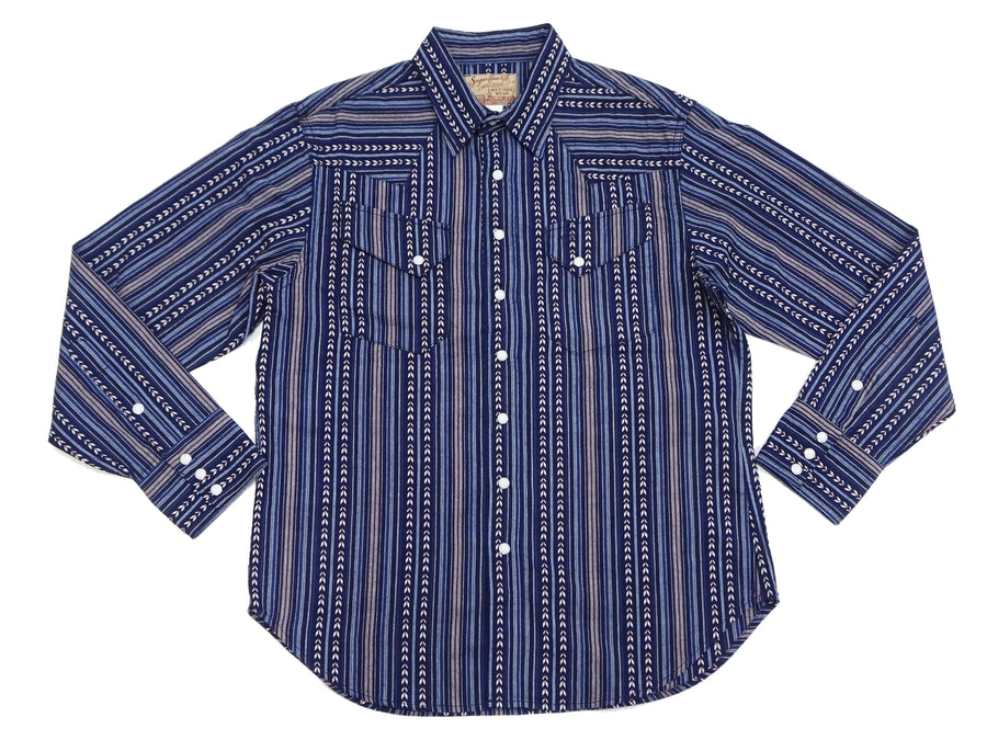 Sugar Cane Western Shirt Men's Long Sleeve Vertical Multi Striped Serape Shirt SC28998 128/Navy