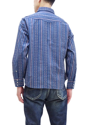 Sugar Cane Western Shirt Men's Long Sleeve Vertical Multi Striped Serape Shirt SC28998 125/Blue