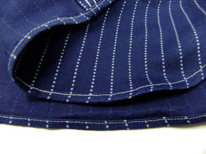 Sugar Cane Men's Short Sleeve Indigo Wabash Stripe Work Shirt, 8.5 oz Cotton Twill, One-Wash, Made in Japan (Fiction Romance SC36267 421A)