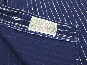 Sugar Cane Men's Short Sleeve Indigo Wabash Stripe Work Shirt, 8.5 oz Cotton Twill, One-Wash, Made in Japan (Fiction Romance SC36267 421A)