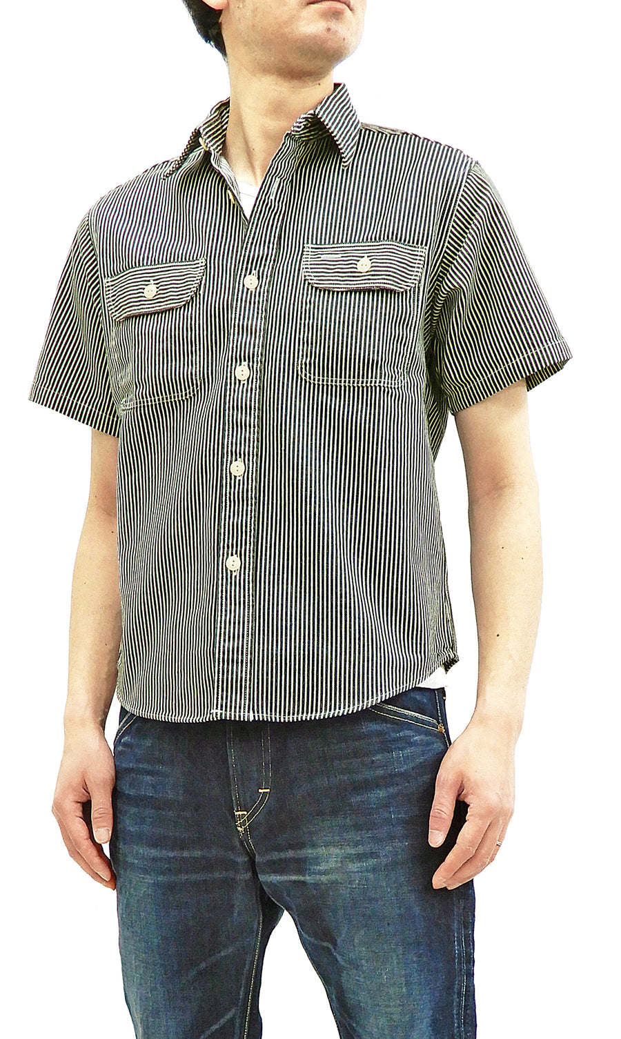 Hickory Stripe Long Sleeve Button Logger Shirt - KEY Apparel