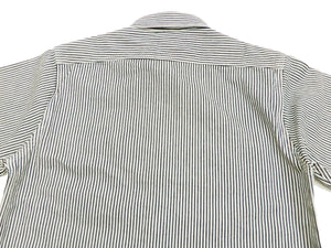 Sugar Cane Men's Casual Hickory Stripe Work Shirt Short Sleeve Button Up Shirt SC37944 Off-White