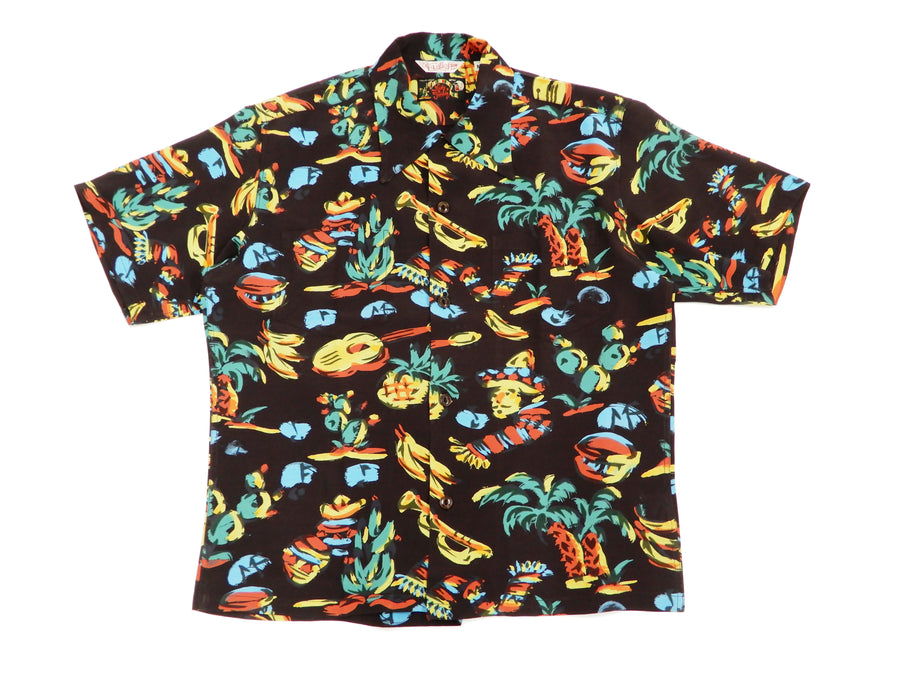 Mister Freedom Sun Surf Rock & Roll shirt Yucatan Men's Short Sleeve Button Up Shirt SC38090 Black
