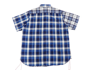 Sugar Cane Plaid Shirt Men's Spec Dye Checked Short Sleeve Work Shirt SC38696 Mixed Plaid Panel