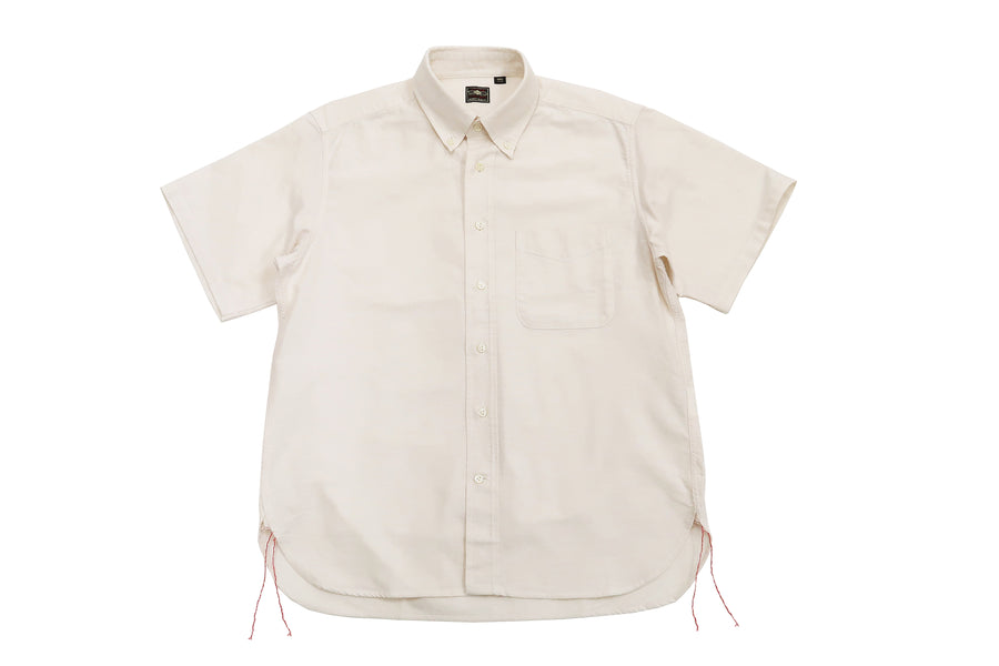 Sugar Cane Plain Oxford Shirt Men's Button-Down Collar Short Sleeve Casual Shirt SC38902 401Off-White