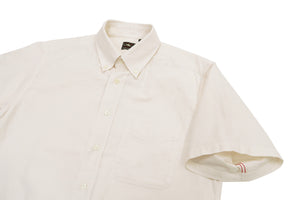 Sugar Cane Plain Oxford Shirt Men's Button-Down Collar Short Sleeve Casual Shirt SC38902 401Off-White