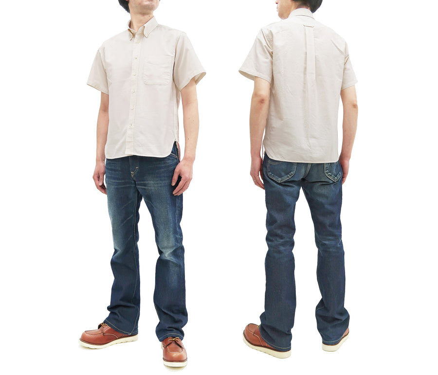 Sugar Cane Plain Oxford Shirt Men's Button-Down Collar Short Sleeve Casual Shirt SC38902 401Off-White