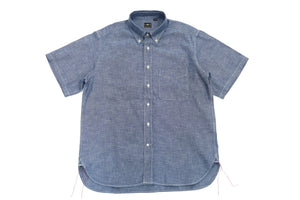 Sugar Cane Plain Chambray Shirt Men's Relaxed Fit Button-Down Collar Short Sleeve Casual Shirt SC38903 421 Blue One-Wash