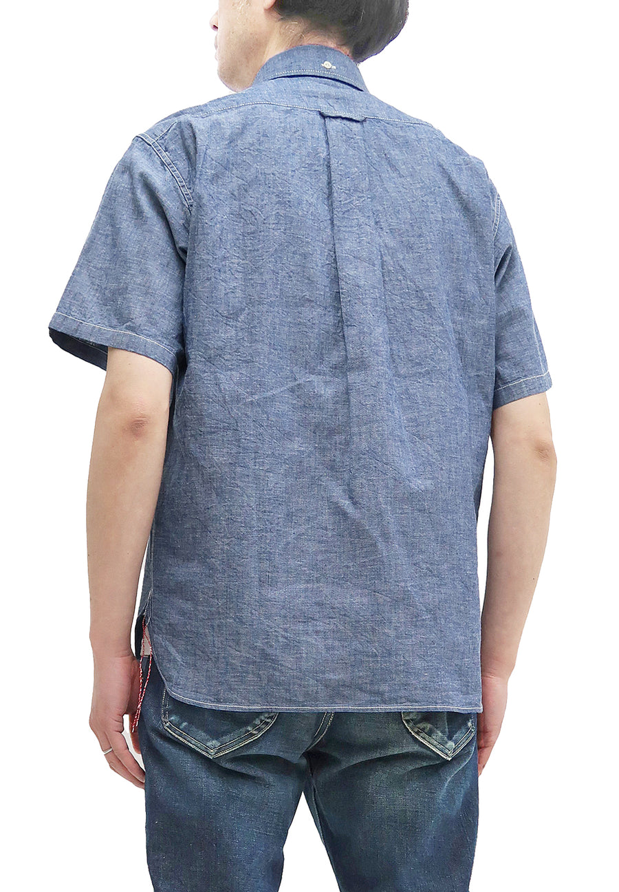Sugar Cane Plain Chambray Shirt Men's Relaxed Fit Button-Down