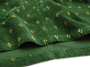 Style Eyes Corduroy Sport Shirt Men's Long Sleeve 1950s Style Geometric Pattern SE28746 Green
