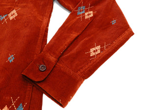 Style Eyes Corduroy Sport Shirt Men's Long Sleeve 1950s Style Argyle Pattern SE28749 Brown