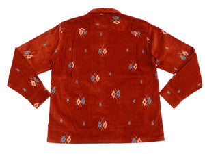 Style Eyes Corduroy Sport Shirt Men's Long Sleeve 1950s Style Argyle Pattern SE28749 Brown