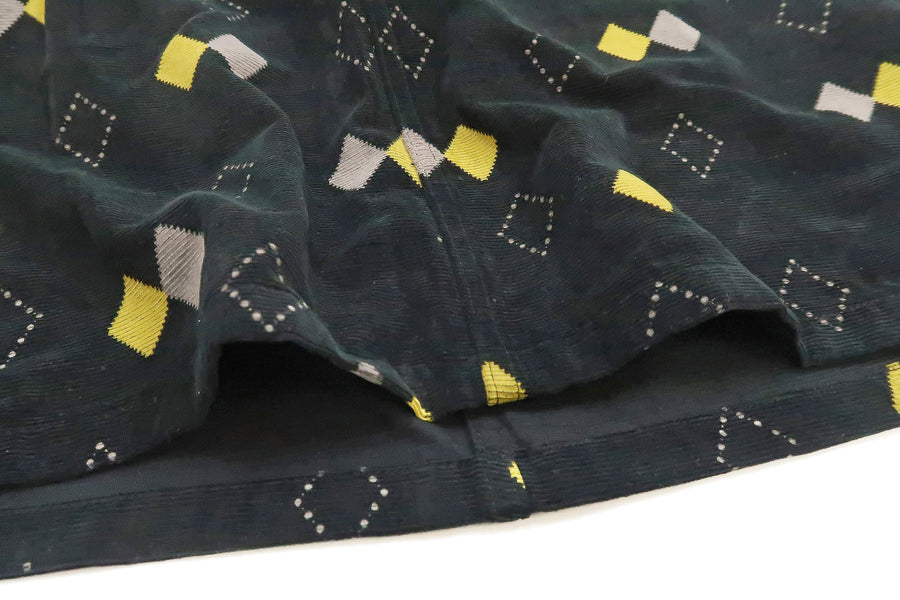 Style Eyes Corduroy Sport Shirt Men's 1950s Style Long Sleeve Button Up Shirt Argyle Pattern SE28971 119 Black