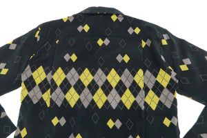 Style Eyes Corduroy Sport Shirt Men's 1950s Style Long Sleeve Button Up Shirt Argyle Pattern SE28971 119 Black