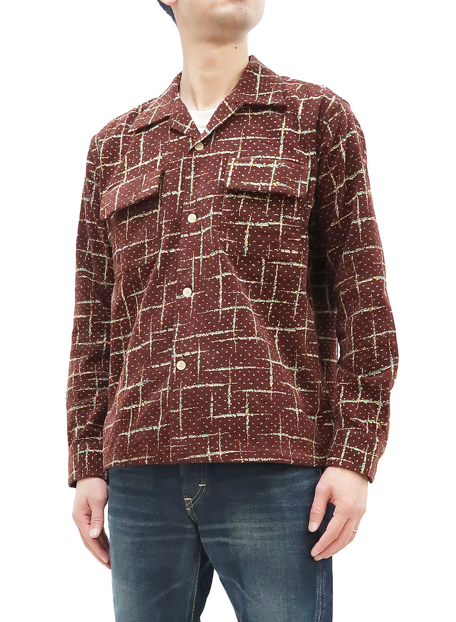 Style Eyes Corduroy Sport Shirt Men's 1950s Style Long Sleeve