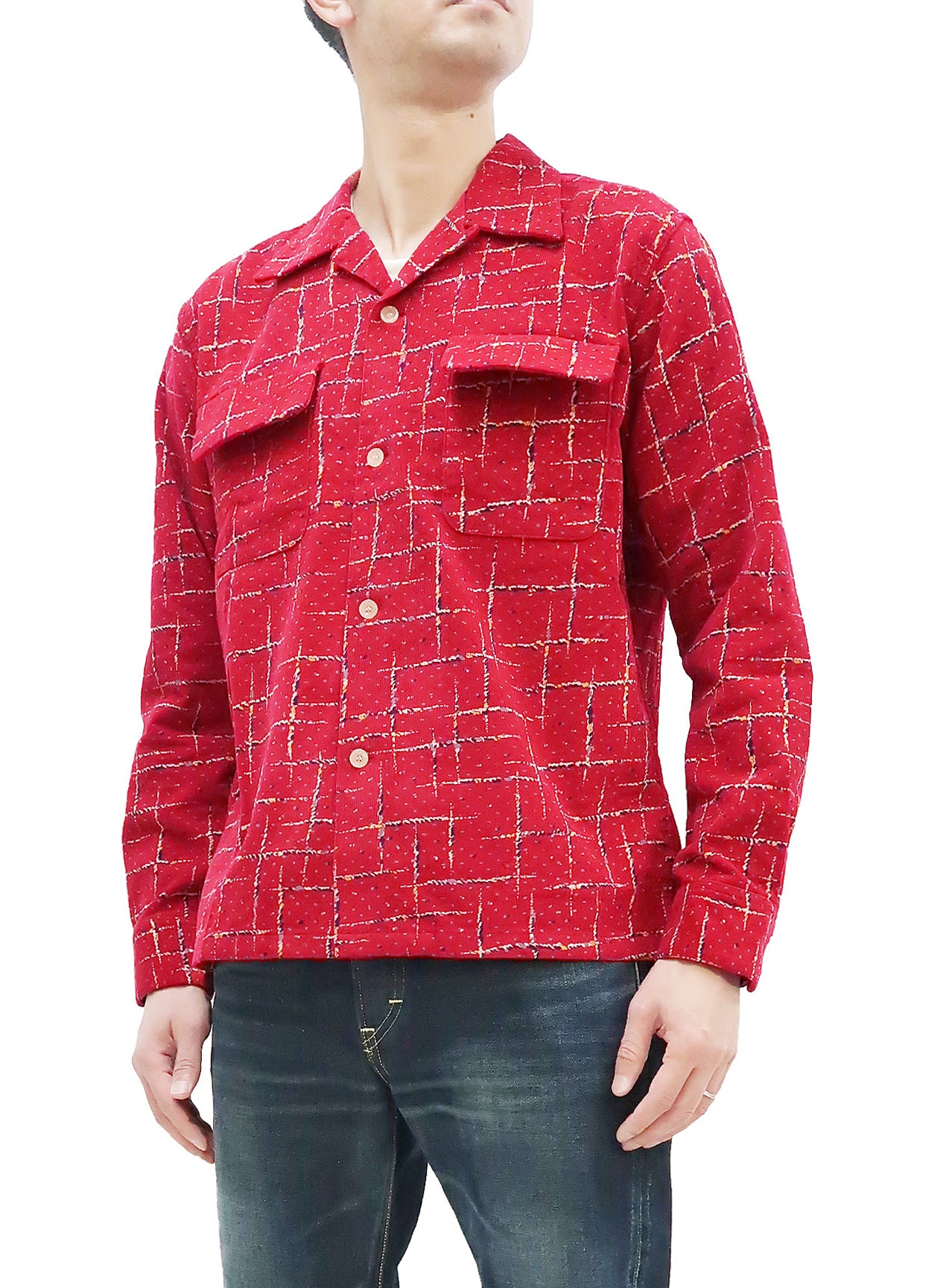 Style Eyes Corduroy Sport Shirt Men's 1950s Style Long Sleeve 