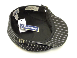 Pherrow's Men's Casual Vintage Style Wabash Stripe Flat Cap Made in Japan SHC1-W Black