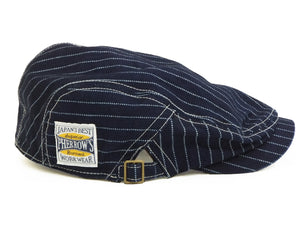 Pherrow's Men's Casual Vintage Style Wabash Stripe Flat Cap Made in Japan SHC1-W Indigo