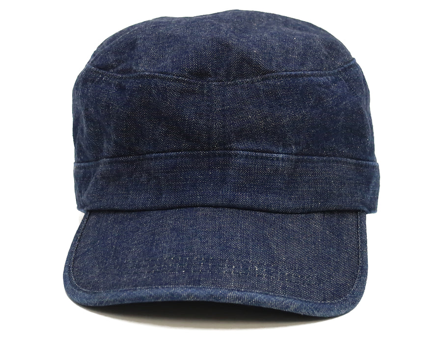 Momotaro Jeans Denim Work Cap Men's Adjustable Flat Top Railroad Engineer Hat SJ002 Indigo