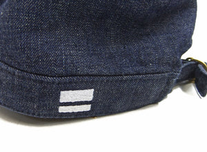Momotaro Jeans Denim Work Cap Men's Adjustable Flat Top Railroad Engineer Hat SJ002 Indigo