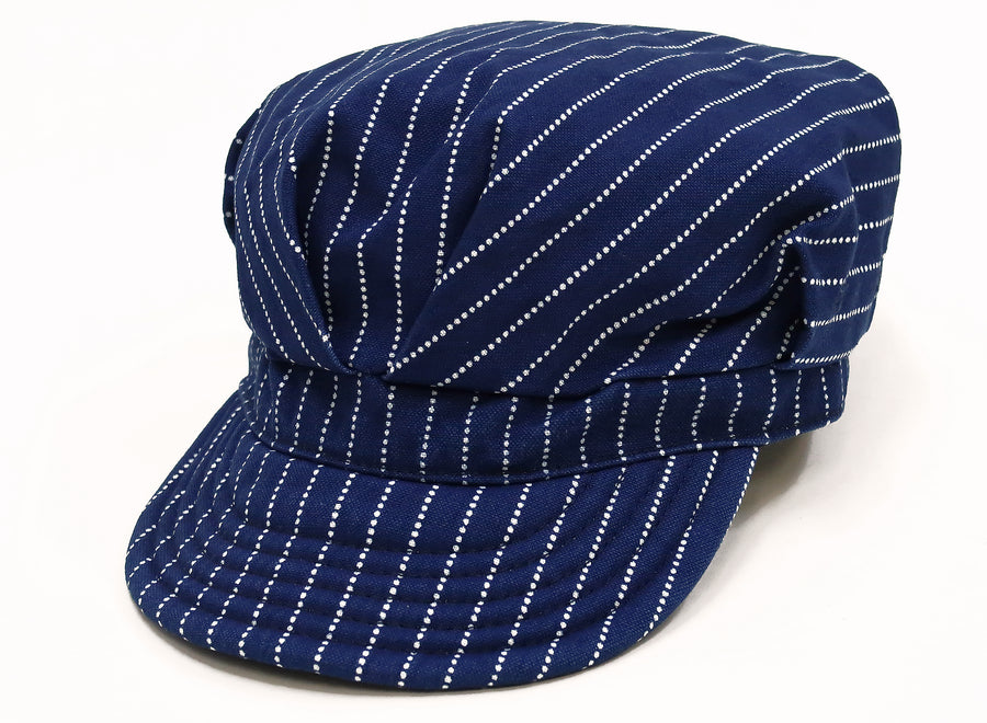 Momotaro Jeans Wabash Stripe Work Cap Men's Adjustable Railroad Engineer Hat SJ011 Indigo