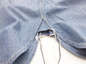 Momotaro Jeans Men's Chambray Shirt Short Sleeve Work Shirt with GTB Stripe SJ092 Faded-Blue