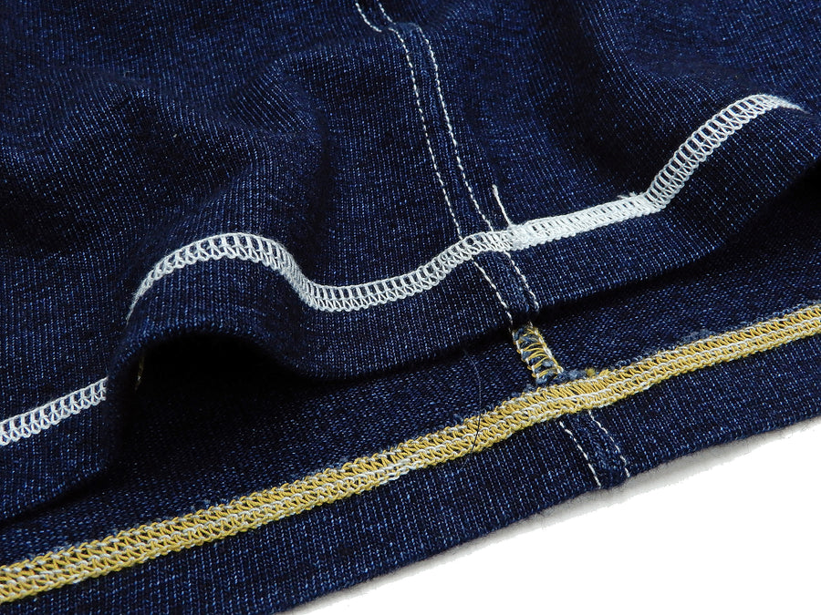 Samurai Jeans Indigo Henley T-Shirt Men's Heavy Short Sleeve Plain Tee SJIT-101M
