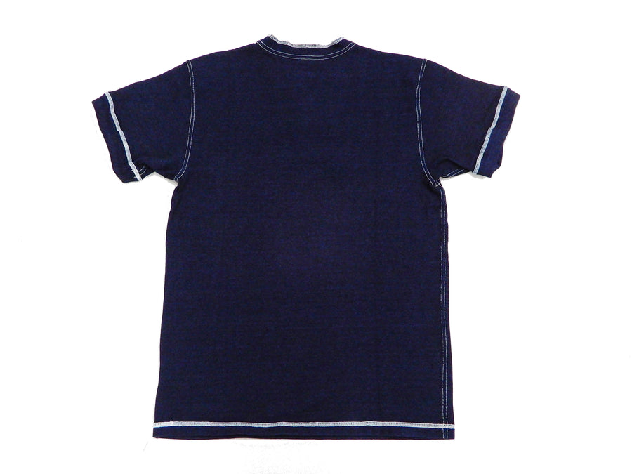 Samurai Jeans Indigo Henley T-Shirt Men's Heavy Short Sleeve Plain Tee SJIT-101M