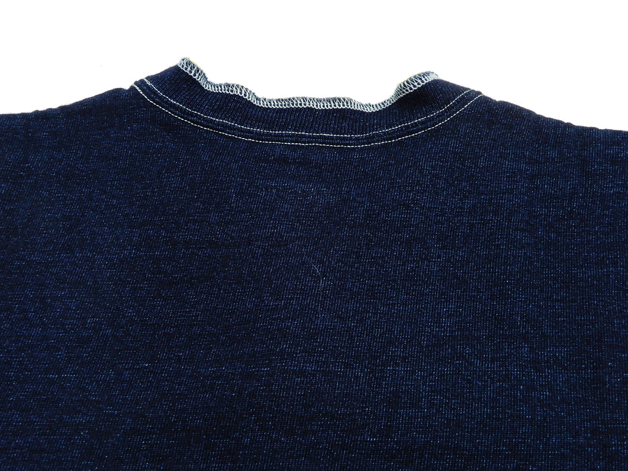 Samurai Jeans Indigo Henley T-Shirt Men's Heavy Short Sleeve Plain Tee SJIT-101M