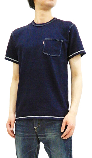 Samurai Jeans T-Shirt Men's Short Sleeve Indigo Dyed Plain Pocket ...
